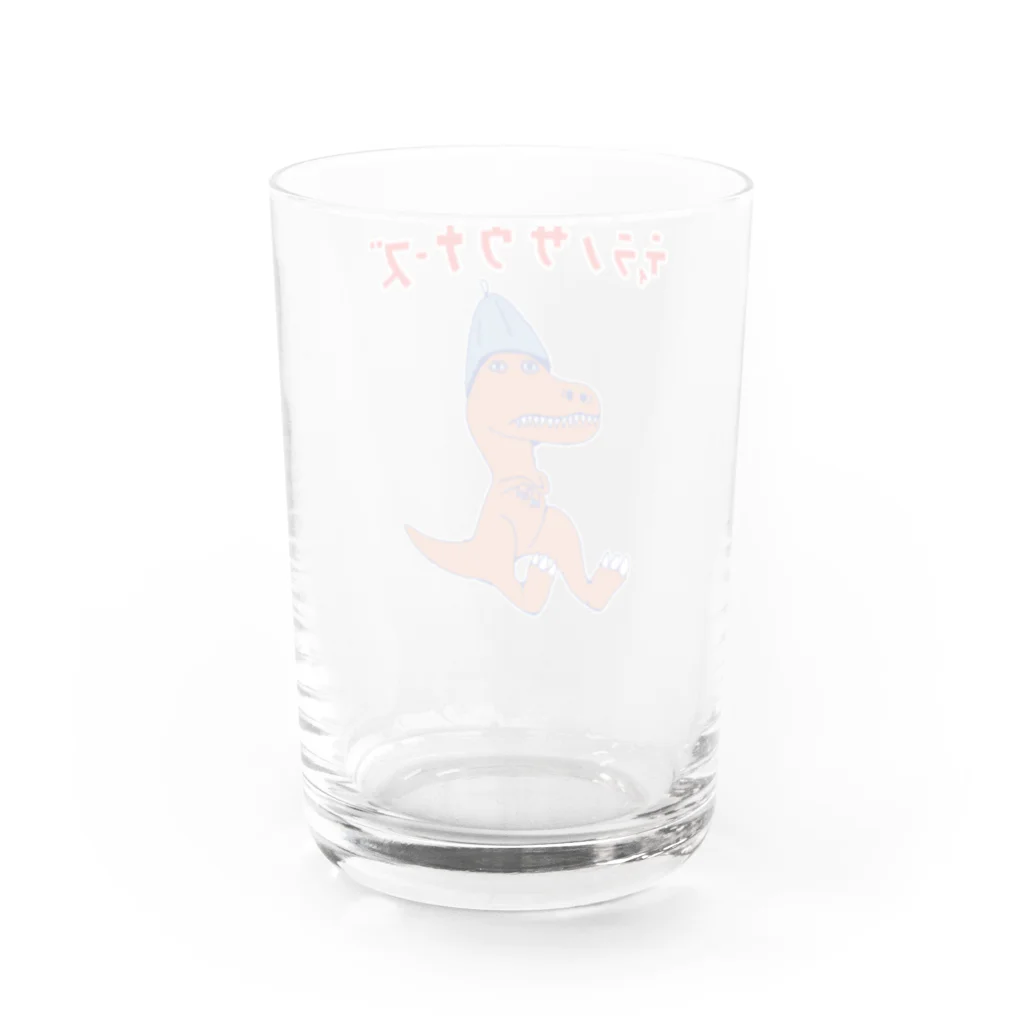 NIKORASU GOのサウナダジャレデザイン「ティラノサウナーズ」 Water Glass :back