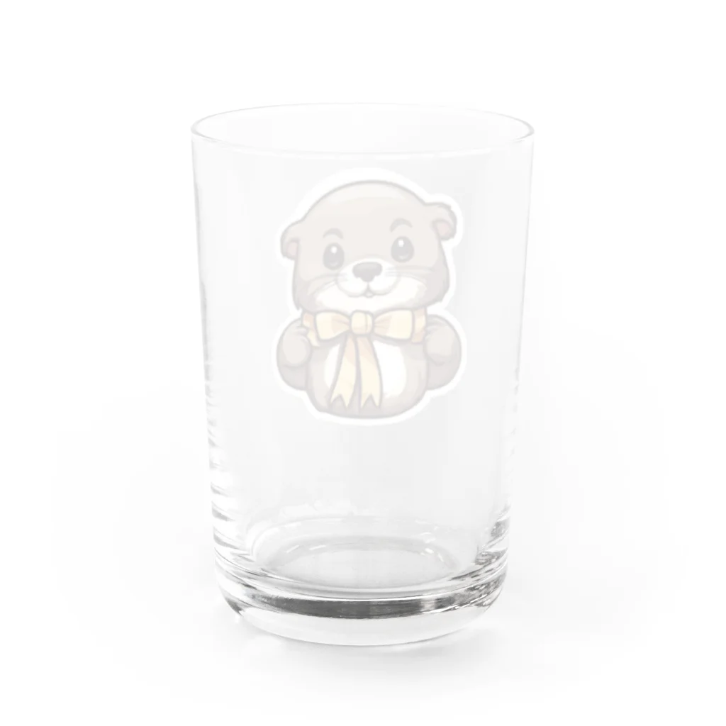 QuillSerenadeの可愛いリボンのもちぽんのステッカー Water Glass :back