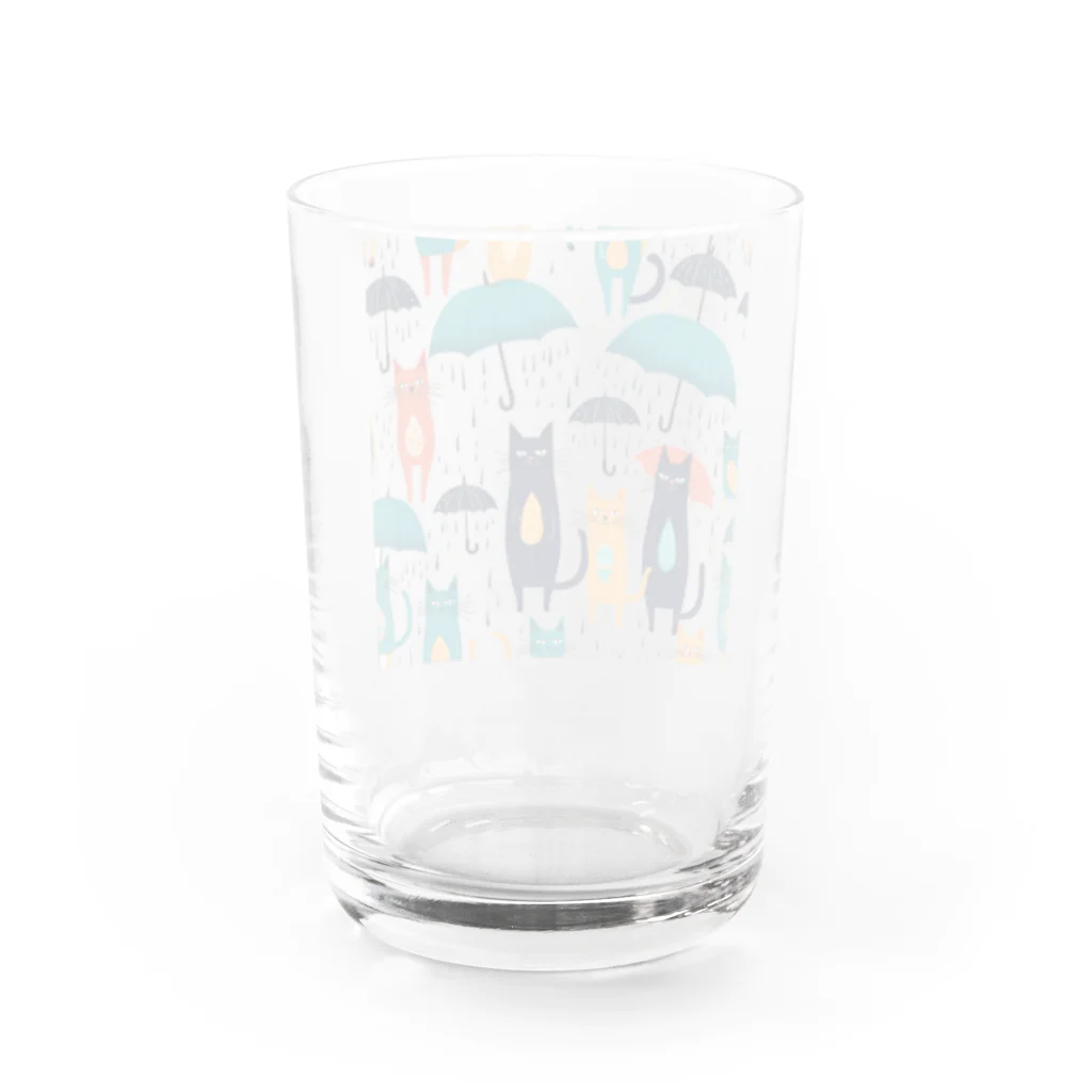 浪漫千代（ロマチョんの店）のRain, umbrella and cat Water Glass :back