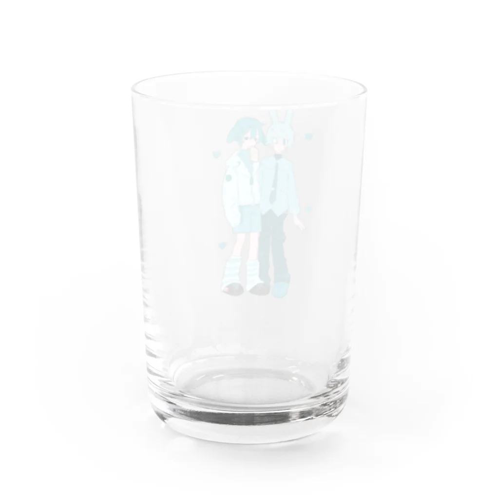 90㌠の水色のうさぎたち グラス反対面