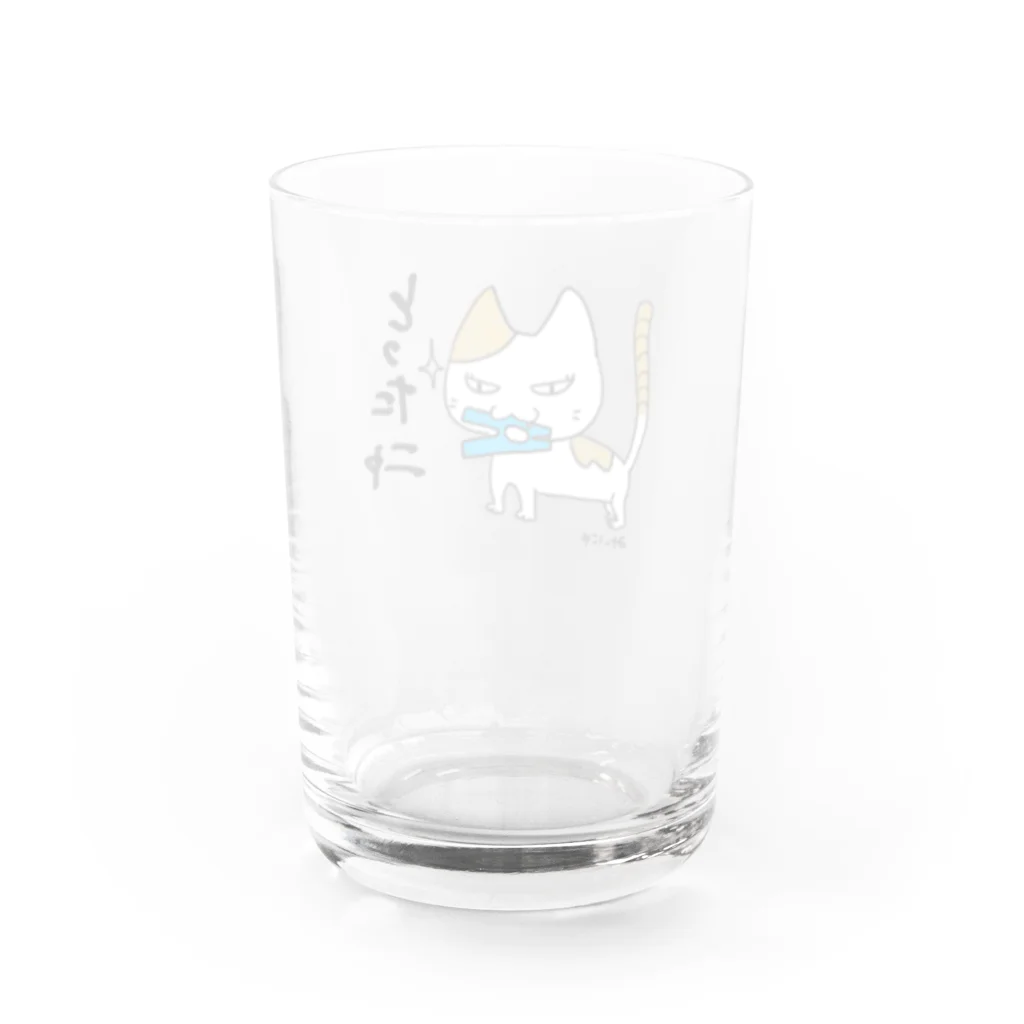 Chapicomon715の三白にゃん　み〜にゃ Water Glass :back