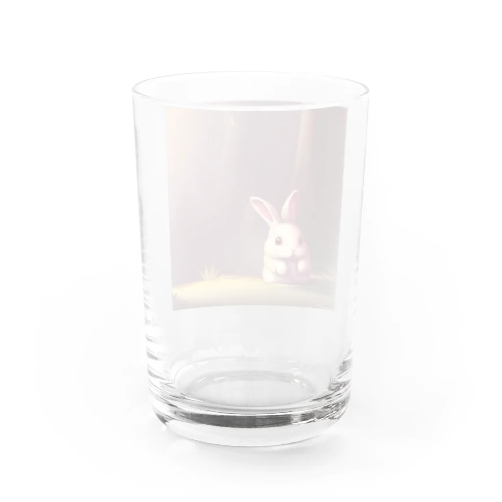 幸せアートワールドのふさふさうさぎ Water Glass :back