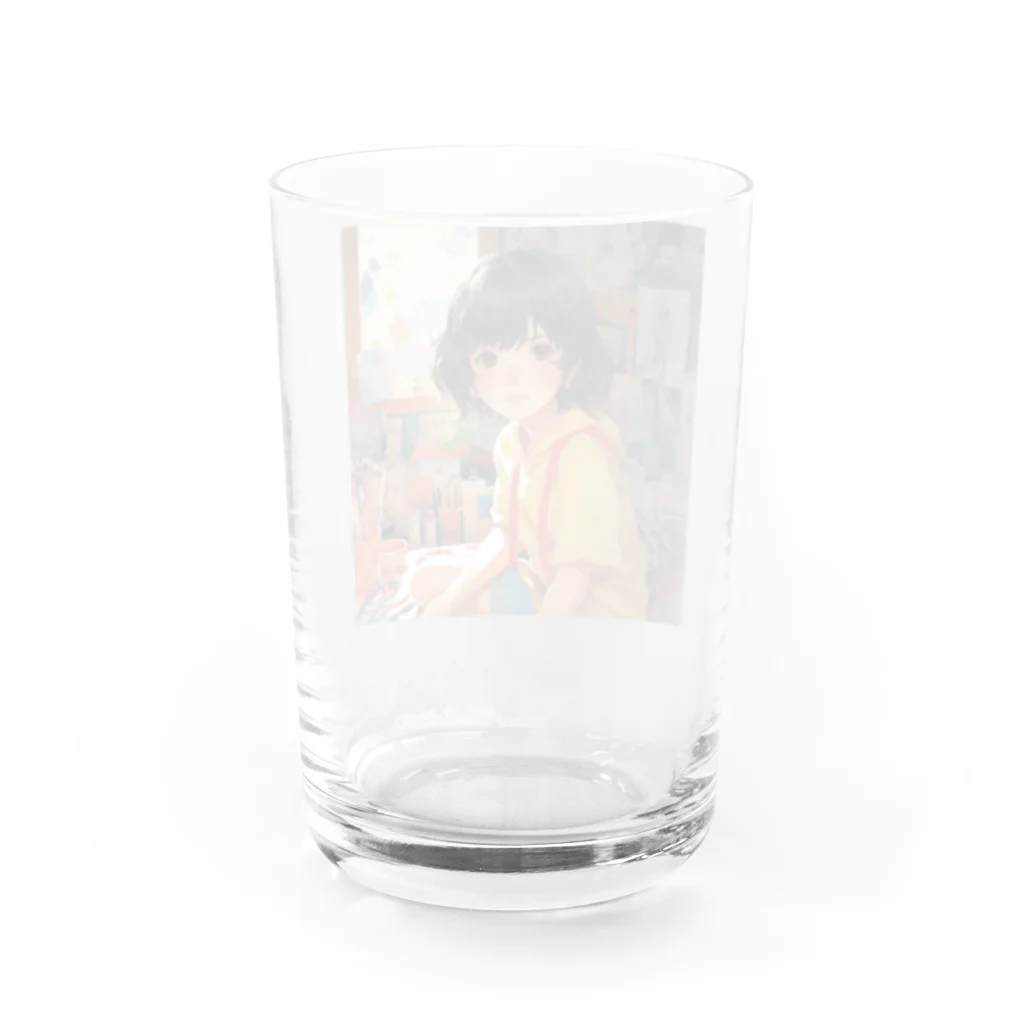 ソヒのショップの絵を描くのが好きな女の子 Water Glass :back