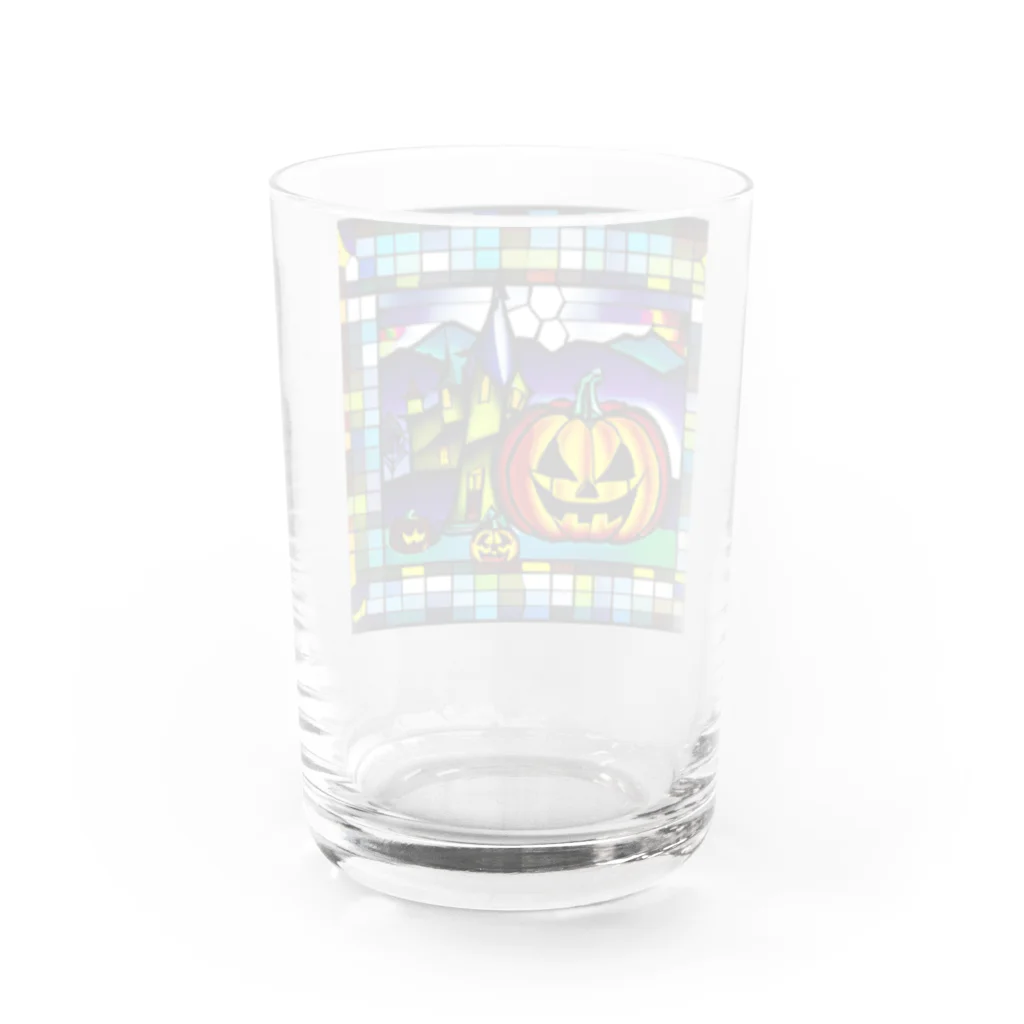 縞模様のハロウィン　ステンドグラス風 Water Glass :back