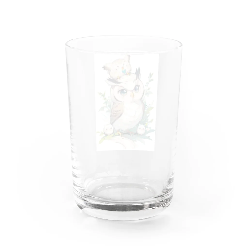 フクロウの森の癒しフクロウ Water Glass :back