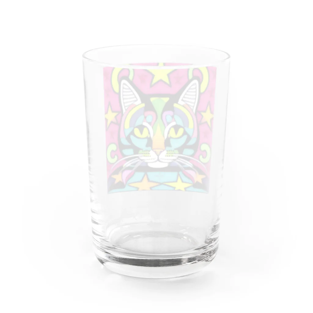 可愛い猫ちゃんのサイケデリックな猫 Water Glass :back