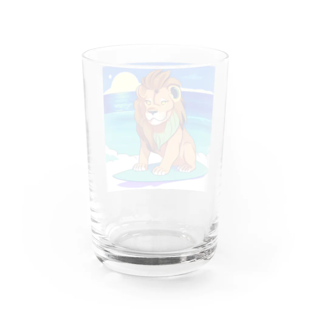 toma10の波乗りのライオン グラス反対面