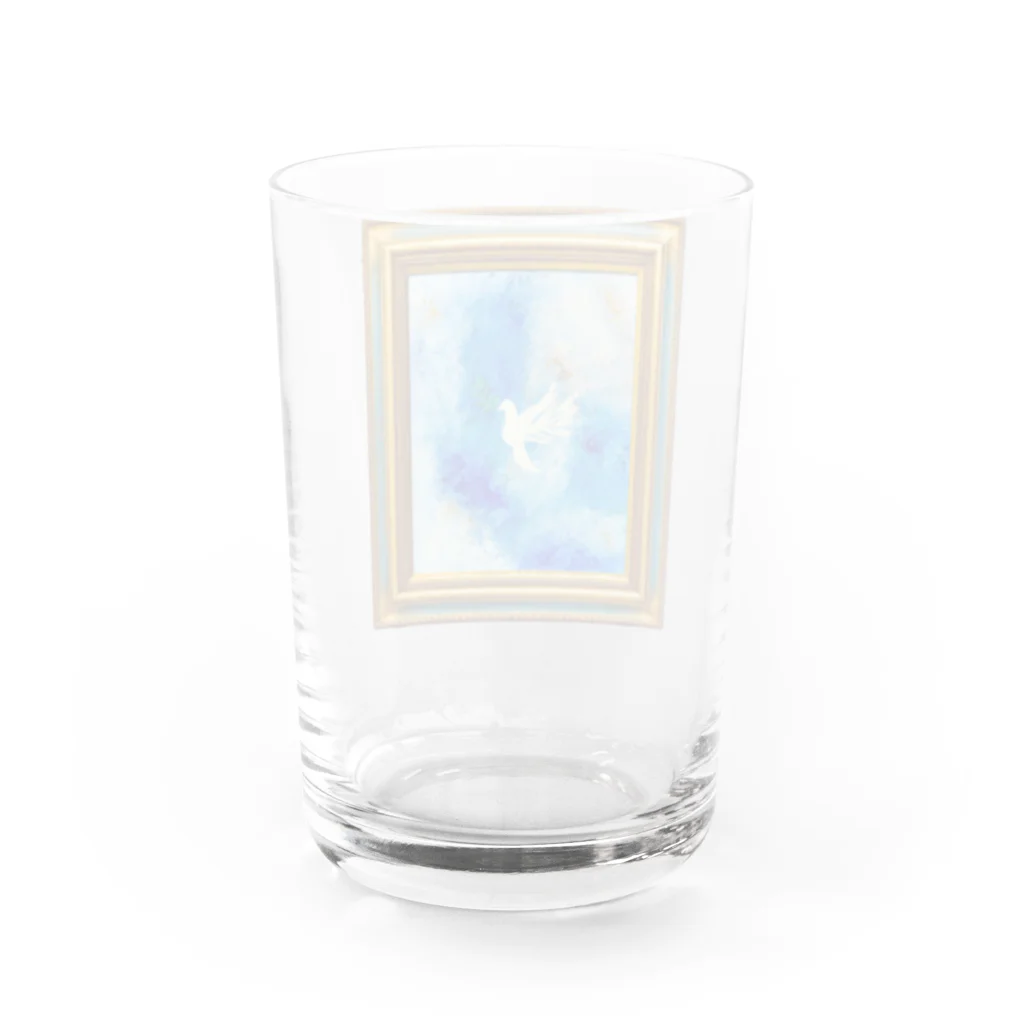 designworldの新しい地球へ飛び立つ平和のハト Water Glass :back