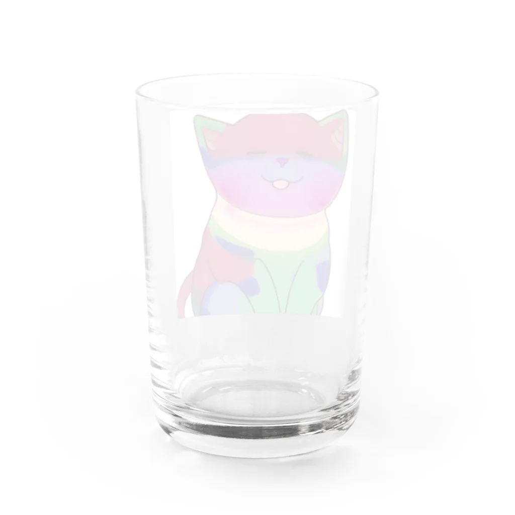 bokenasuの幸運を呼ぶ⁈虹色ネコ助 Water Glass :back