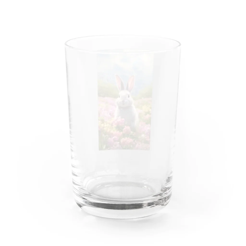 癒しのお部屋の花とうさぎ Water Glass :back