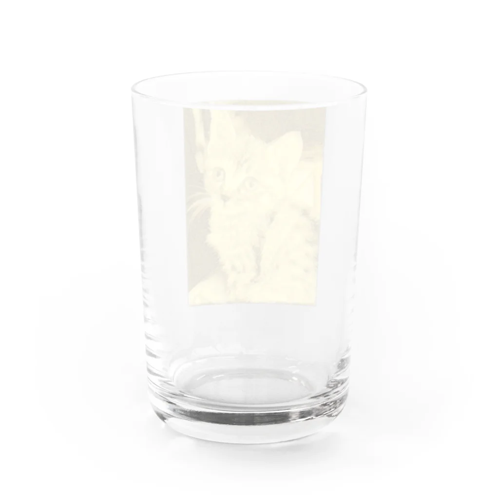 金色猫のキラキラネコ Water Glass :back