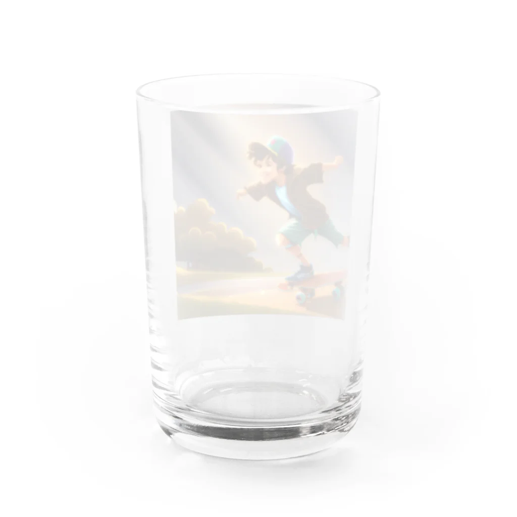 FACTORY MOWのスケートボードの男の子 Water Glass :back