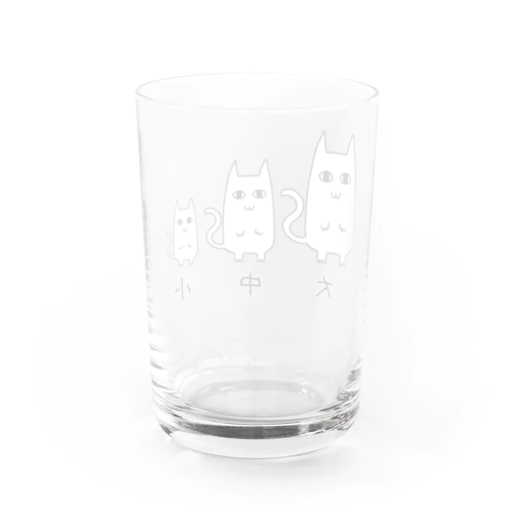 蓮の咲く場所の壁画みたいなネコ  (大中小) Water Glass :back