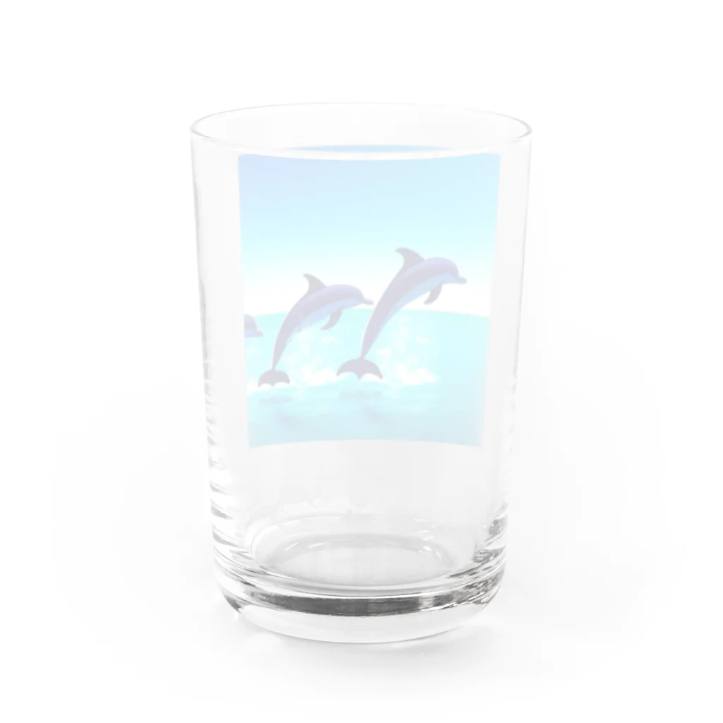 Warm houseの愉快なイルカたち Water Glass :back