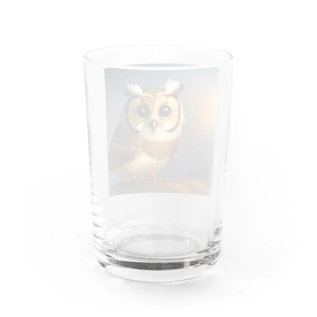 コハクの家の可愛いフクロウのイラストグッズ Water Glass :back