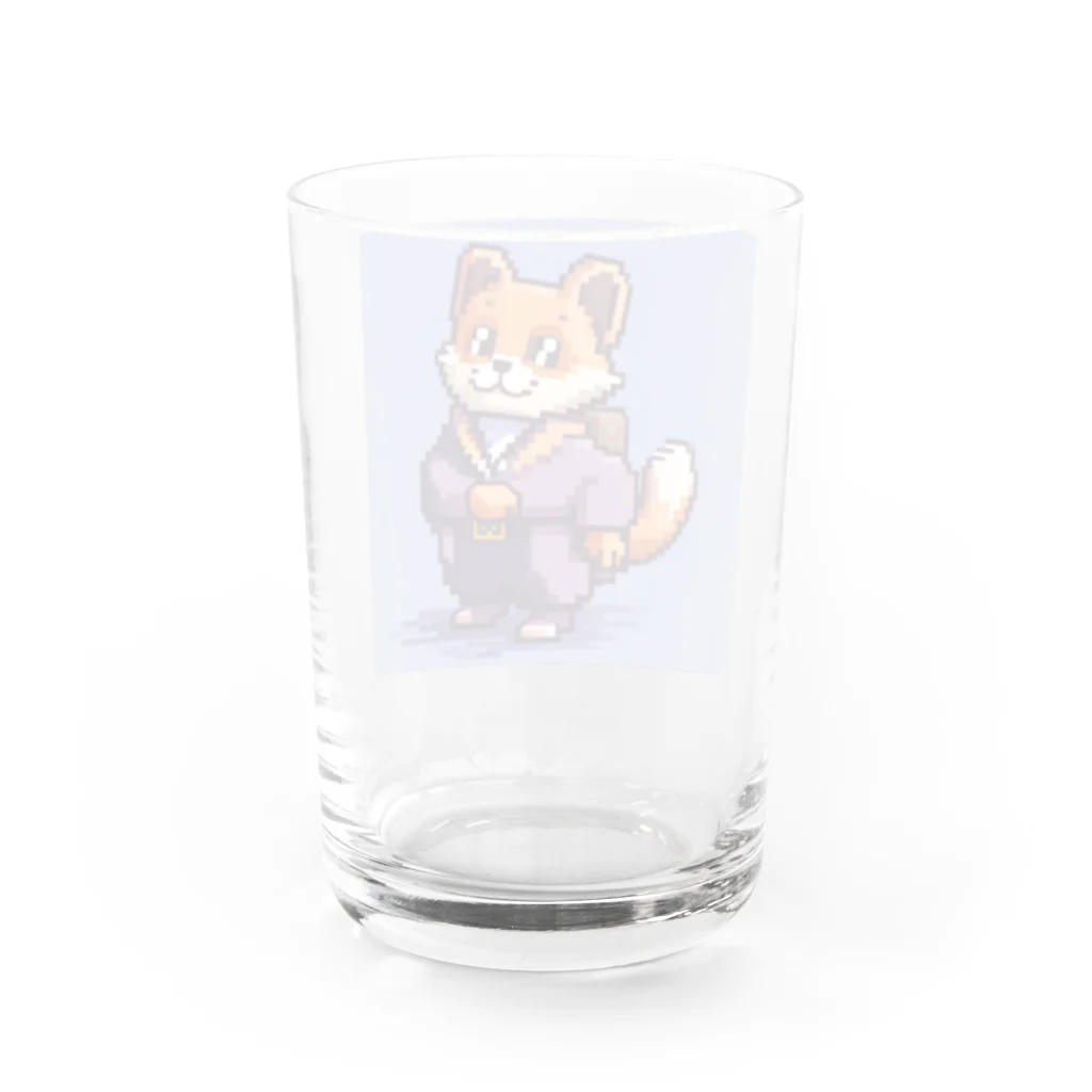 街の雑貨屋さんのかわいいたぬきのドット絵グッズ Water Glass :back