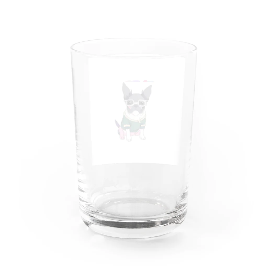 mnk527のおしゃれなボストンテリアグッズ Water Glass :back