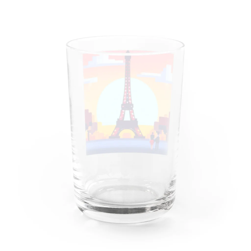 shibasannのフランスの風景のピクセルアート Water Glass :back