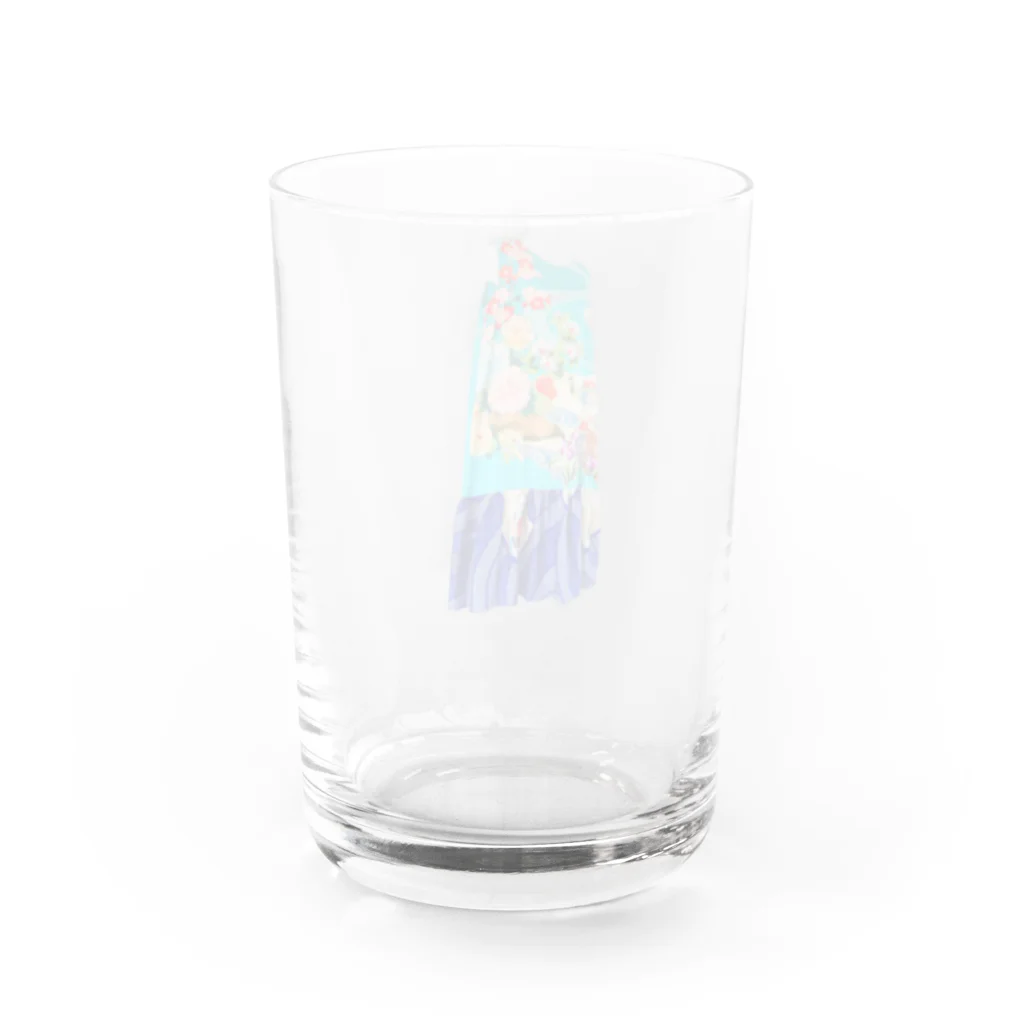 KeishopCreations - 日本の美をあなたにのハンドメイドリメイク着物青 Water Glass :back