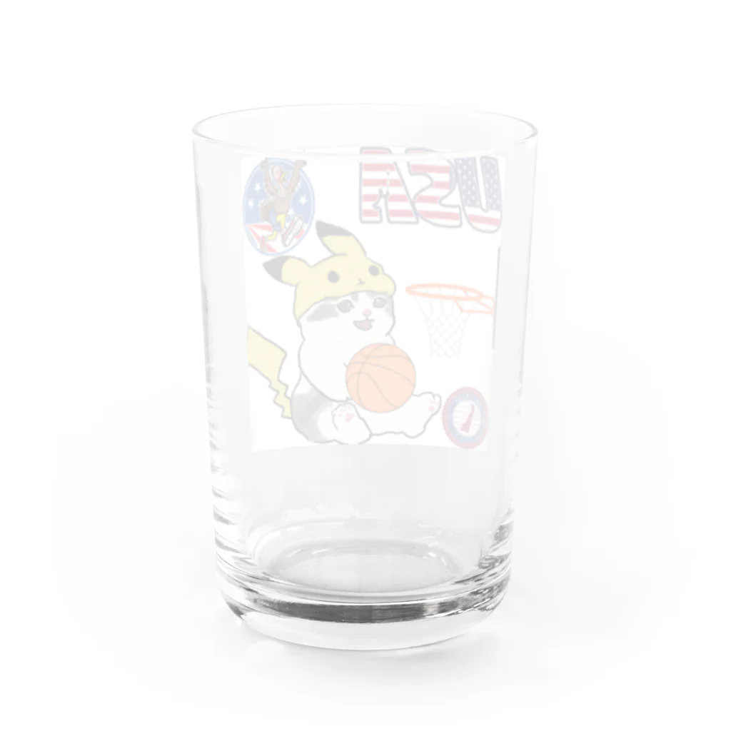 キイロチャンのバスケットボール選手の猫 Water Glass :back