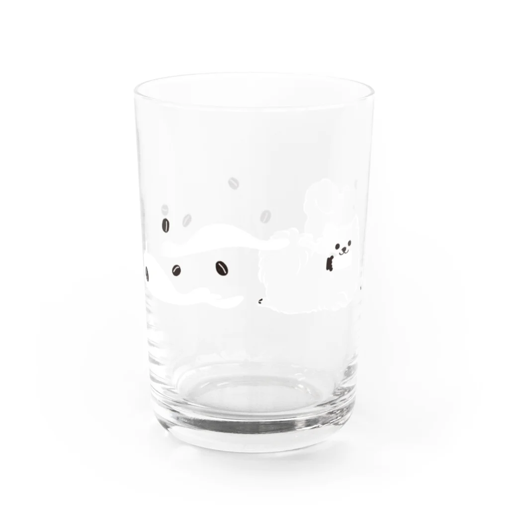 ポメラニアン 🐾 ポメポメしゅーくりむのコーヒー牛乳ぽめ(白) Water Glass :back