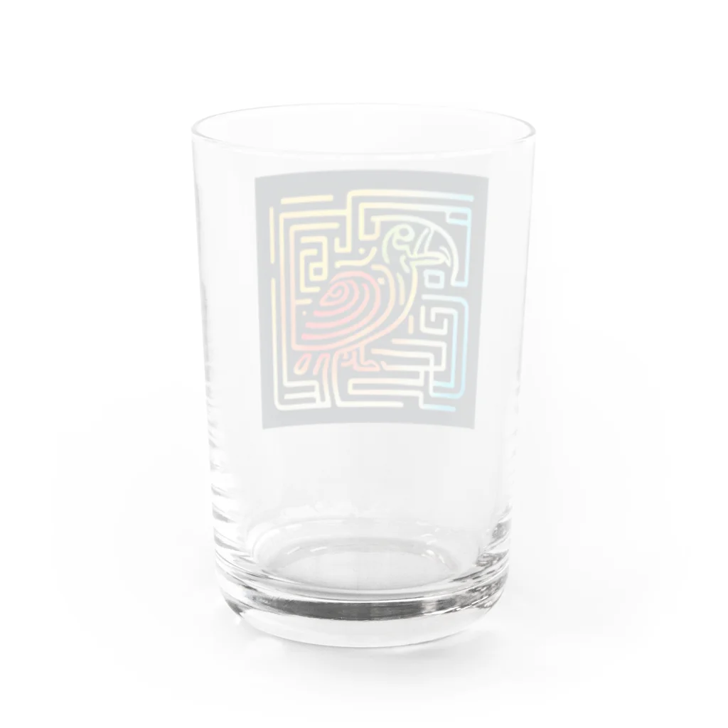 ikubohのナスカの地上絵「オウム」インスパイア09 Water Glass :back