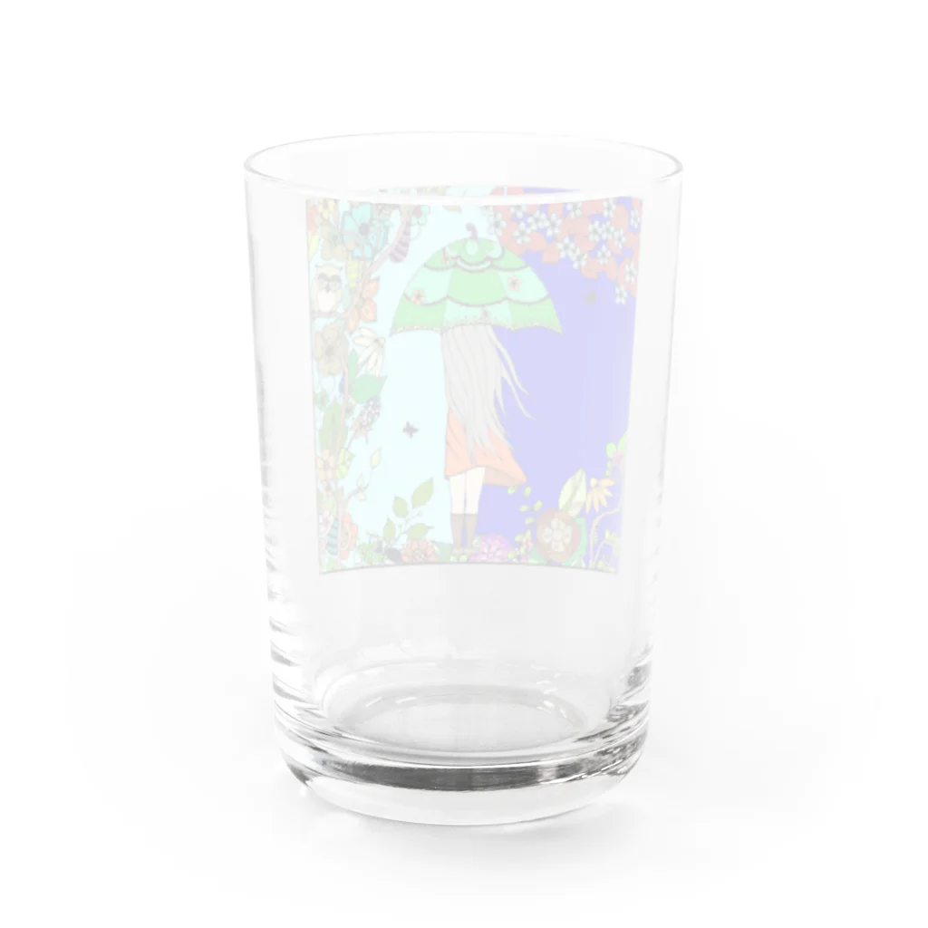 子供と嫁と時々わたしの傘をさす少女 Water Glass :back