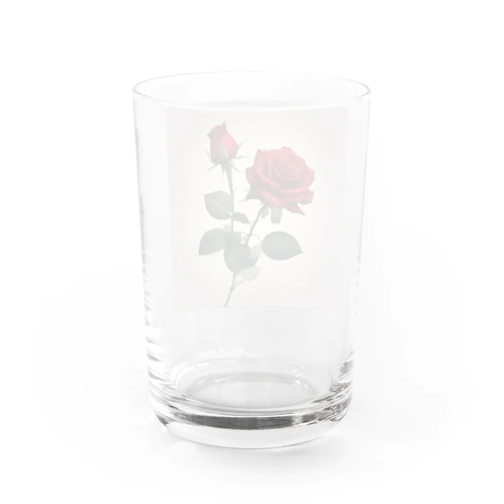 ごんの1本の赤い薔薇のイラストグッズ Water Glass :back