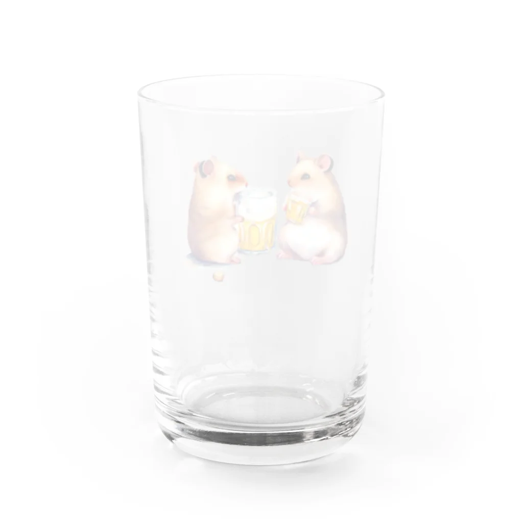 ✴︎Tiara shop✴︎のビール好きのハムスター Water Glass :back