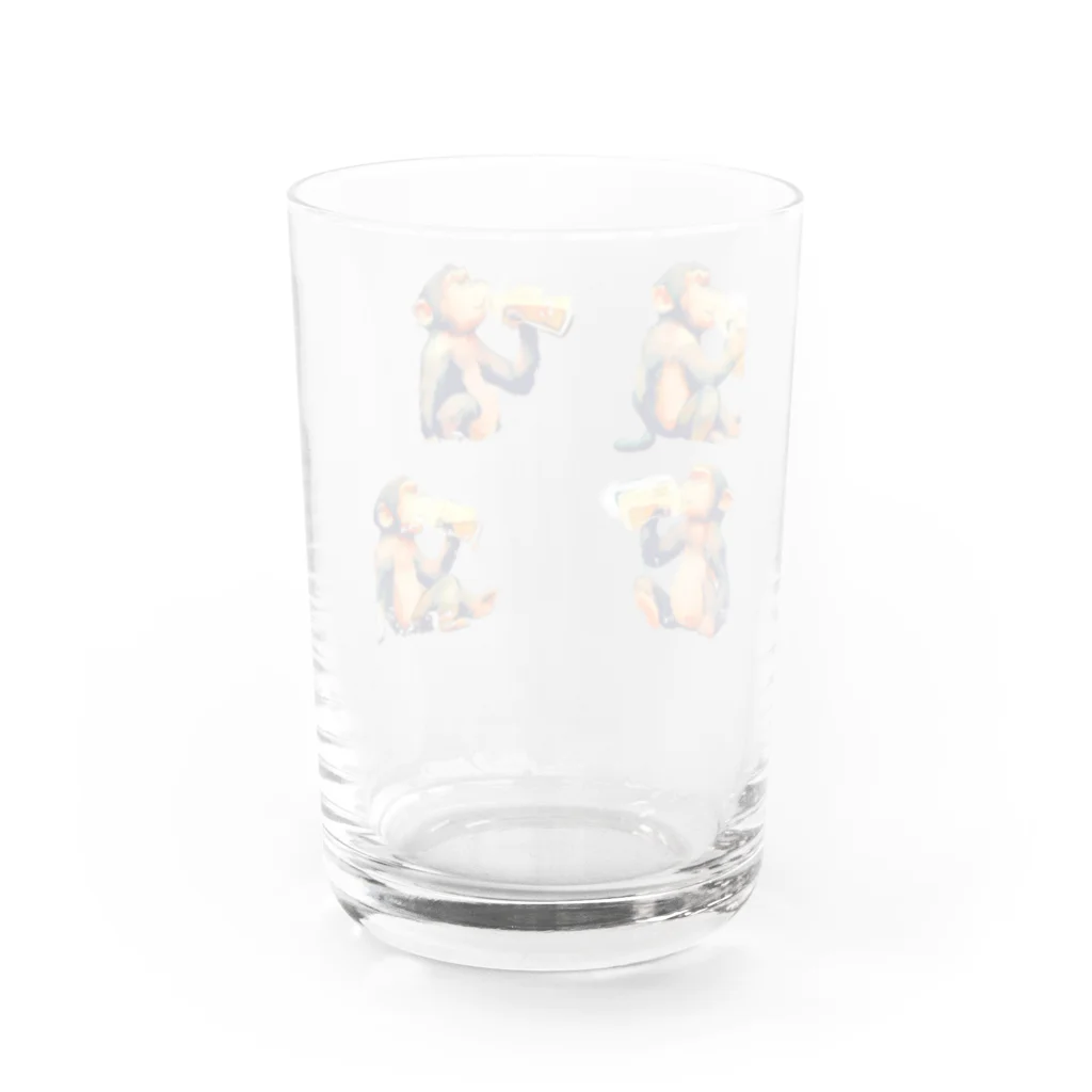 ✴︎Tiara shop✴︎のビール好きの猿 Water Glass :back