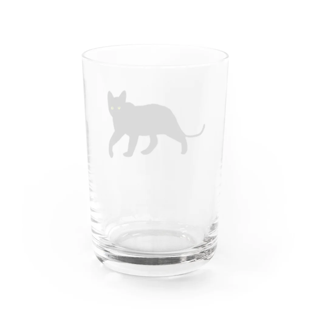 シンプルねこのあるく黒猫 Water Glass :back