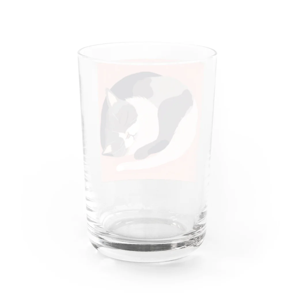 銀の時の寝ている猫のイラスト Water Glass :back