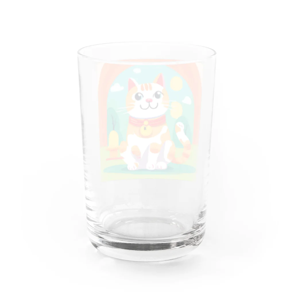 ラクダの店の愛くるしい招き猫 Water Glass :back