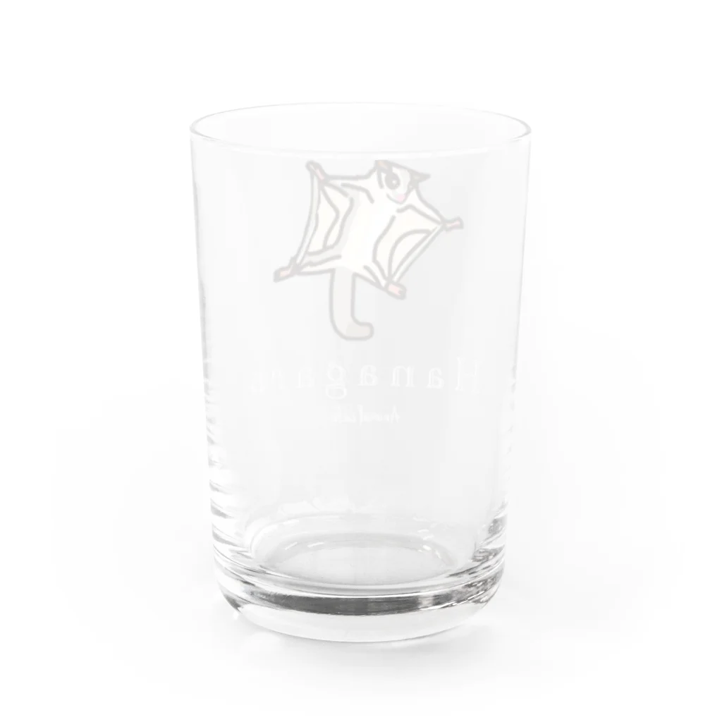 Hanagara animal cafeのモモンガと花柄アニマルカフェのロゴ入り。 Water Glass :back