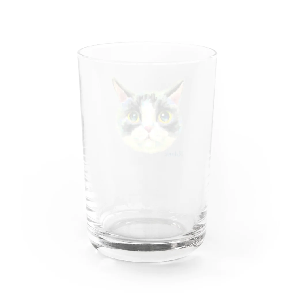 Rikonic -oilpastel-のハチワレねこ Water Glass :back