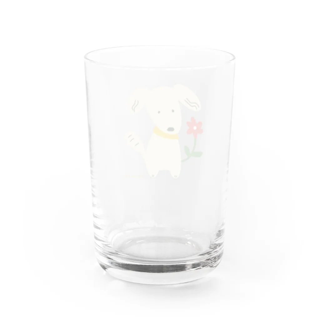 らくがき子さんのものづくり工房の✏️ワンコのきなこさん 〜お花〜／名前あり Water Glass :back