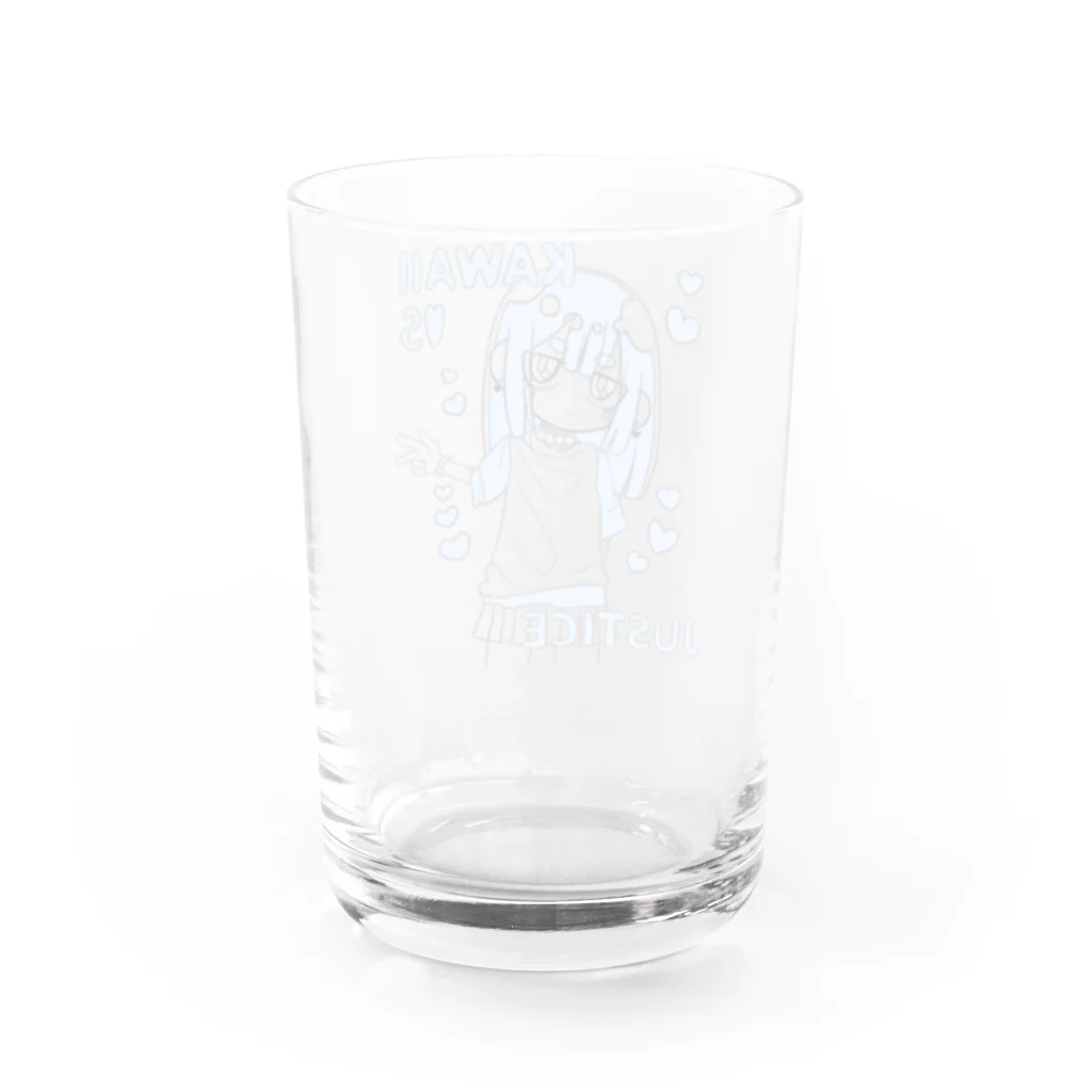 ライカのお店屋さんのKAWAII女の子（空色） Water Glass :back