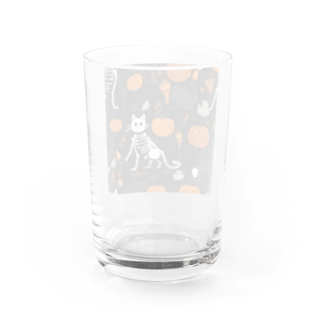 ToToMoの【ハロウィン】スケルトンキャット Water Glass :back