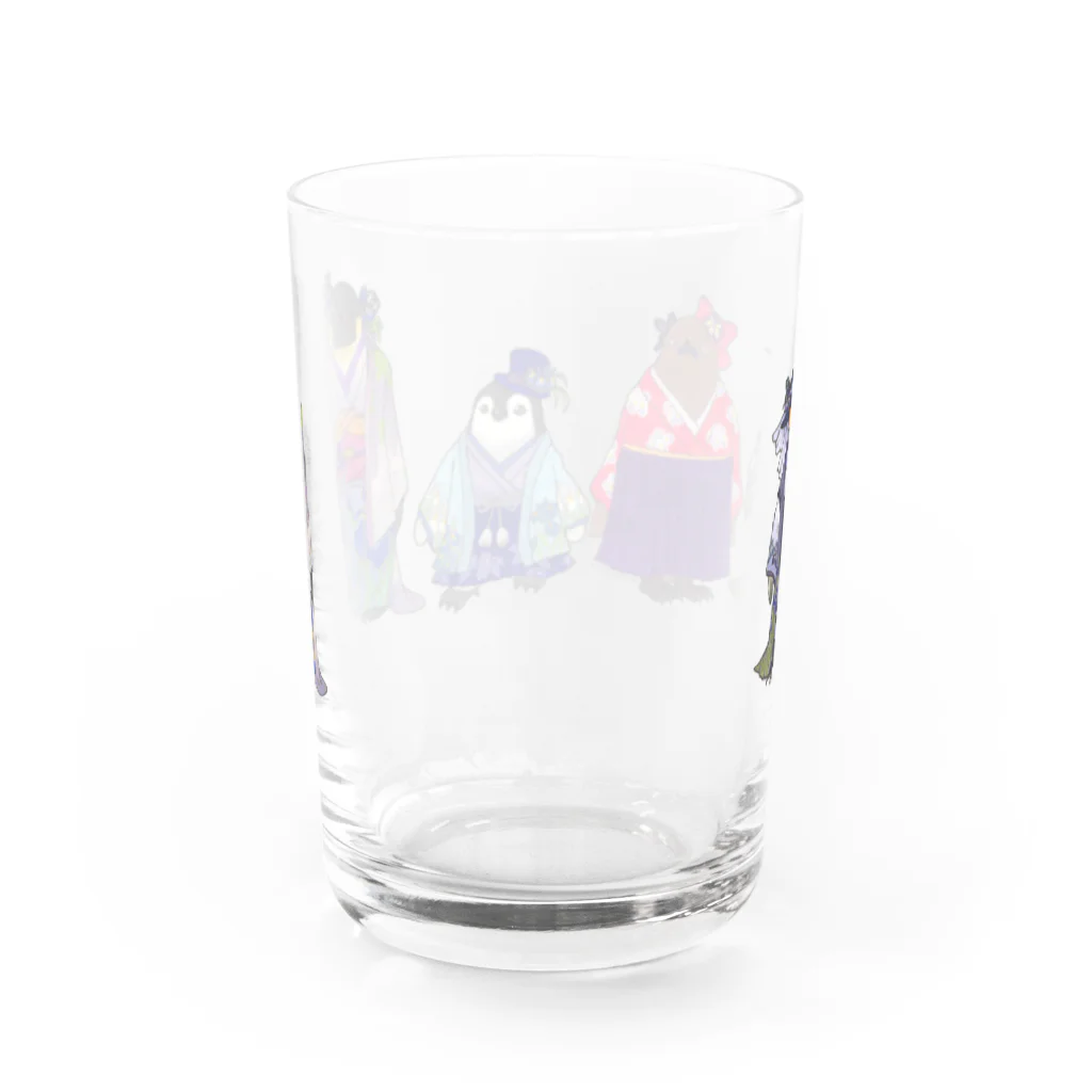 ヤママユ(ヤママユ・ペンギイナ)のいずれ菖蒲か杜若₋Aptenodytes Kimono Penguins- Water Glass :back