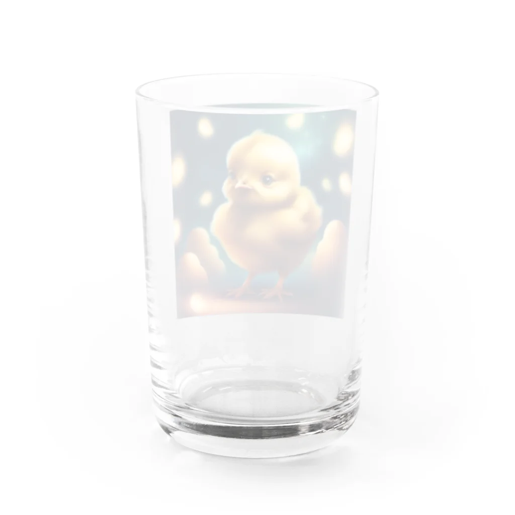 安田ワールドのひよこのイラストグッズ Water Glass :back