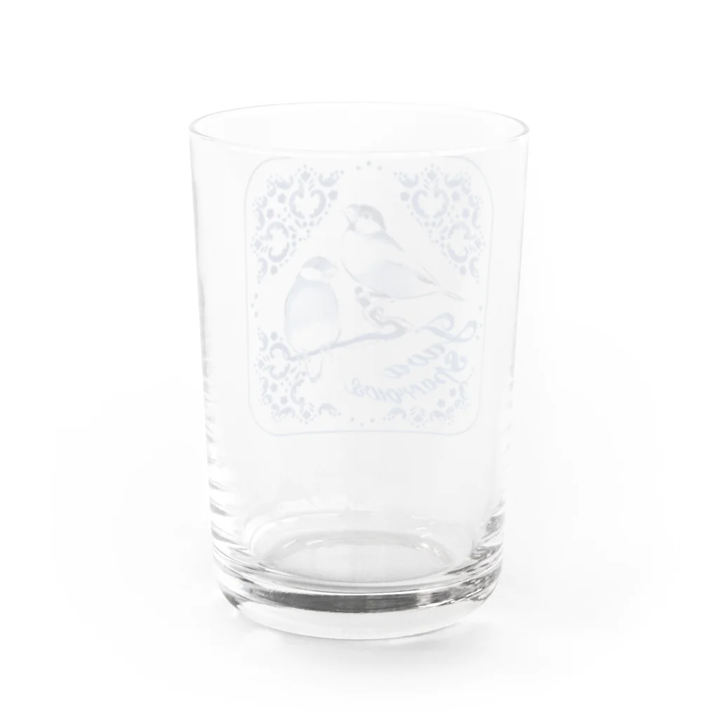 文鳥の千代丸と紅緒の千代と紅のアズレージョ風 Water Glass :back