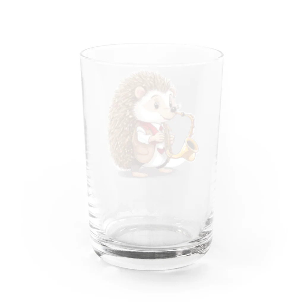 moriugのサックスを演奏するハリネズミ Water Glass :back