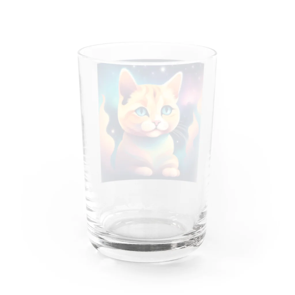 猫の憩い場の夜空を見つめる猫 Water Glass :back