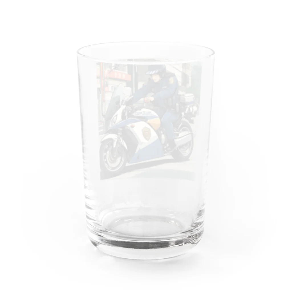 もふもふの市民の安全を守る白バイ隊員 Water Glass :back