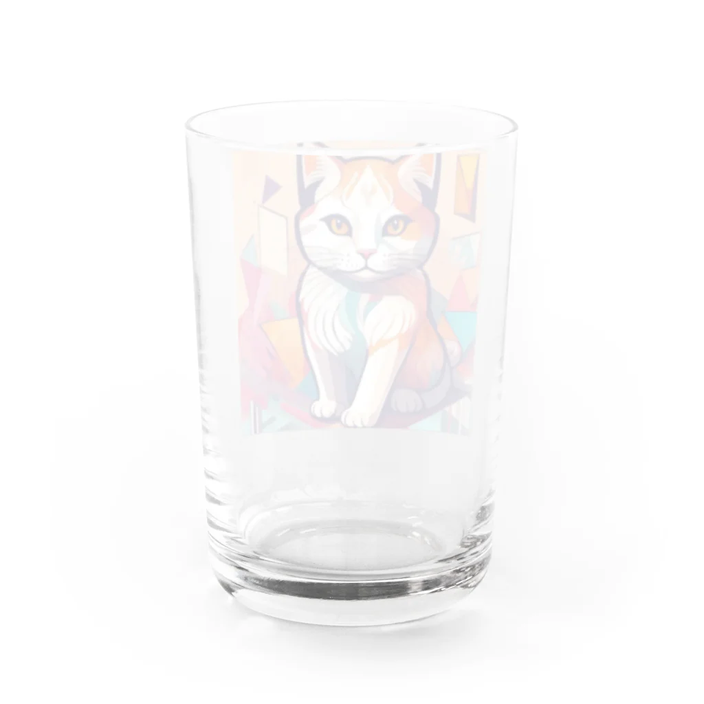 jiji2の額に模様のある猫 Water Glass :back