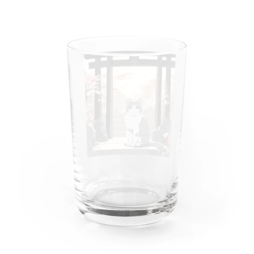 ハチワレにゃんこの軌跡の鳥居下のハチワレにゃんこ Water Glass :back