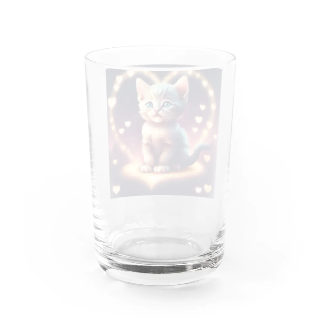 わんにゃんショップのキラキラハートの子猫ちゃん Water Glass :back