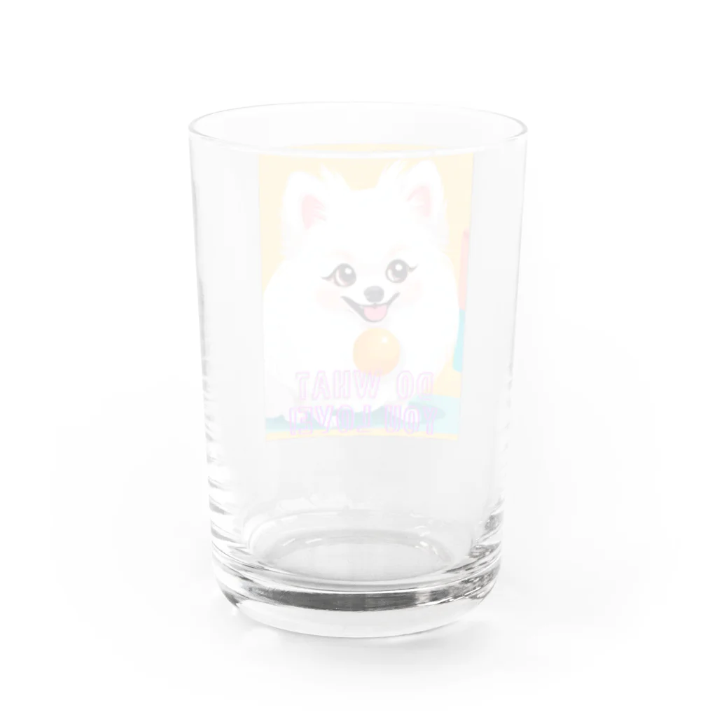 Pom-Dog'sの清楚系白ポメ　ポメ子 Water Glass :back