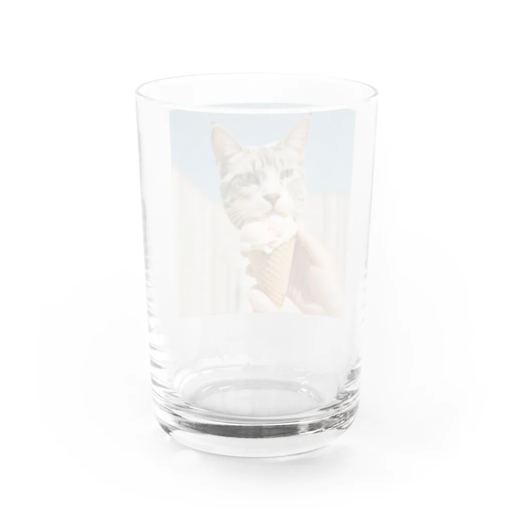 猫雑貨屋　ねこまろのアイスにかぶりつく猫 Water Glass :back