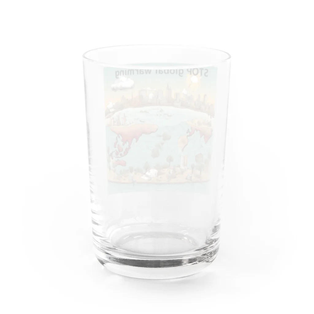 akarityanのstop　地球温暖化 Water Glass :back